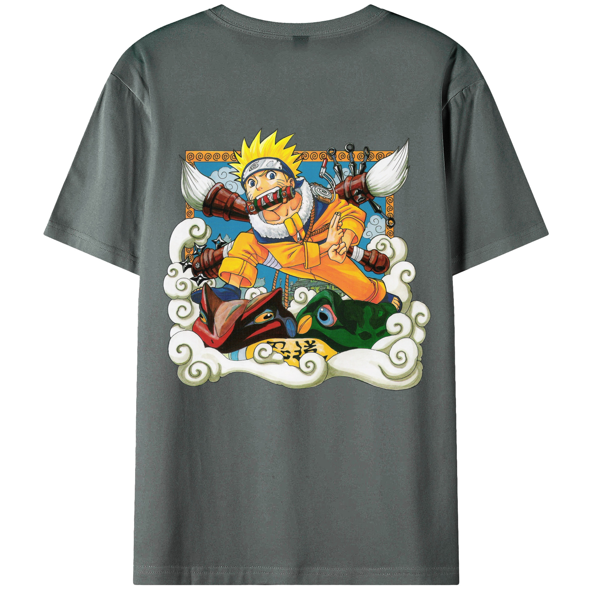 （画像用） NARUTO -ナルト- うずまき ナルト Uzumaki Naruto 綿100％ メンズ半袖Tシャツ（バックプリント） 通気性